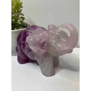 Purple Fluorite Elephant Carving
